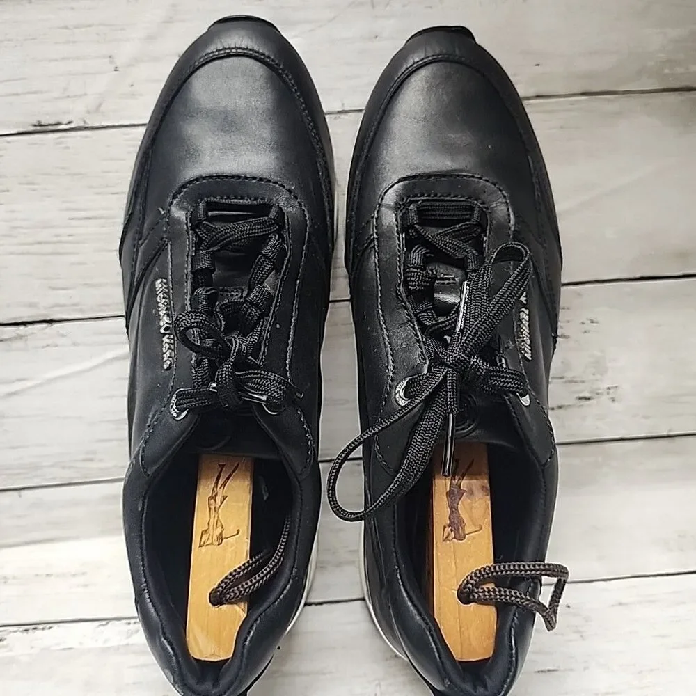 Michael Kors Allie Stride Trainer Smooth Leather Black Sneakers Women's 9.5M